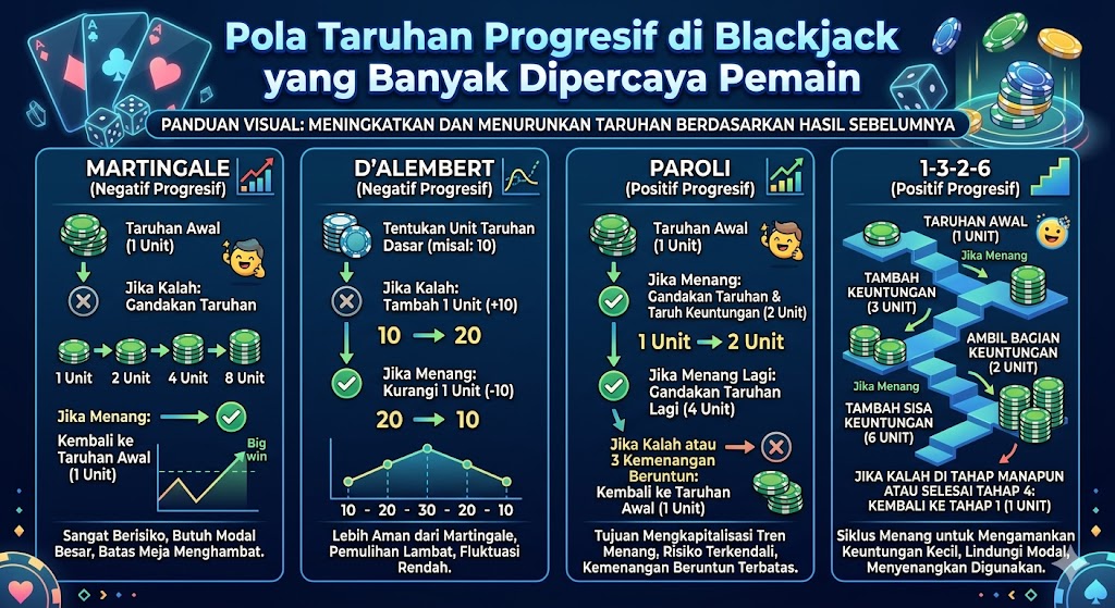 Read more about the article Pola Taruhan Progresif di Blackjack yang Banyak Dipercaya Pemain